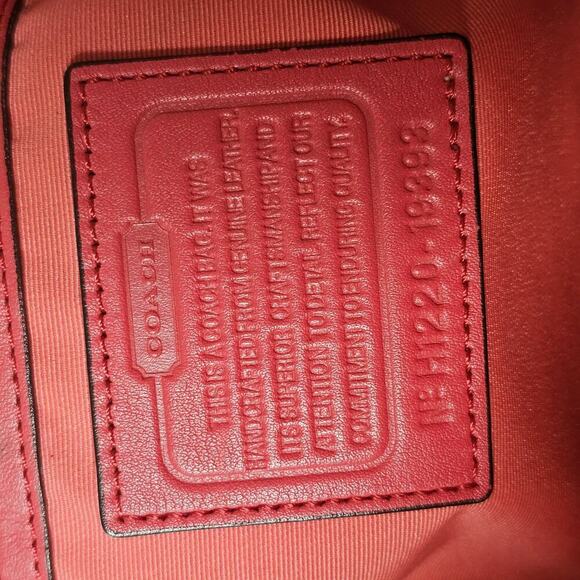 Coach Leather Coral-Red Sand Tan Hampton Weekender Hobo Bag Travel Vacation - Picture 10 of 10